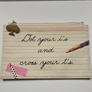 KATE SPADE, PENCIL, POUCH CANVAS DOT YOUR I'S AND CROSS YOUR T'S